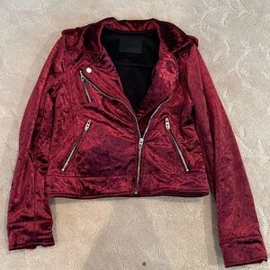 Blank NYC Crushed Velvet Cropped Moto Jacket Size Small